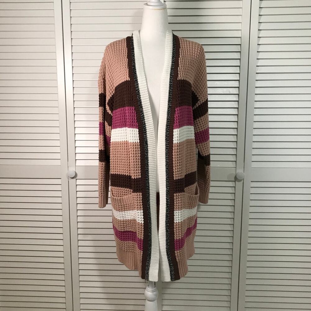 Torrid Striped Open Front Long Sleeve Pocket Knit Cardigan Sweater 2X